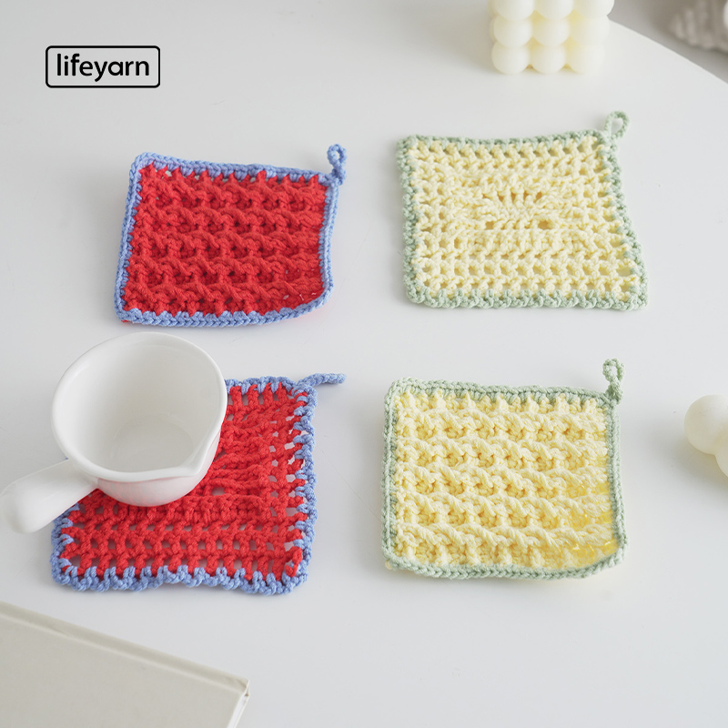 lifeyarn可可餐垫杯垫送礼物钩织钩针毛线材料包手工编织送礼物