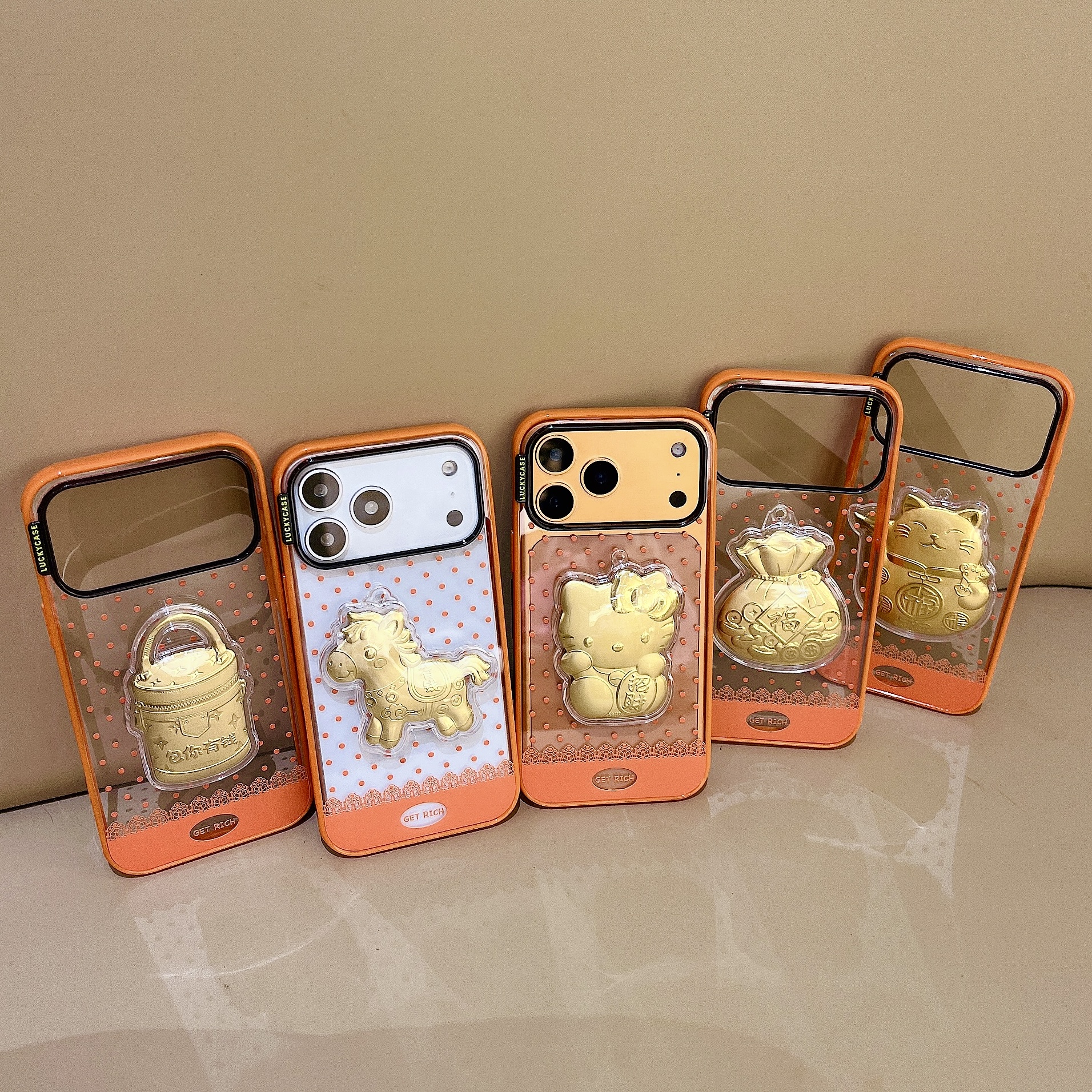 好运金箔招财KT猫包你马上有钱适用苹果iphone17pro个性16promax可爱15男女14小众13橙边波点轻薄贝贝手机壳