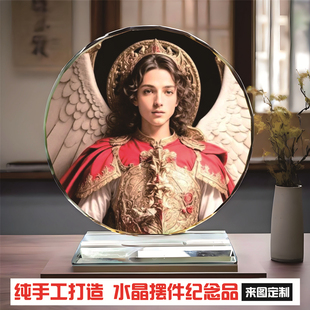 治愈系十五大天使圣德芬画像纪念品居家电视柜玄关书房水晶摆件