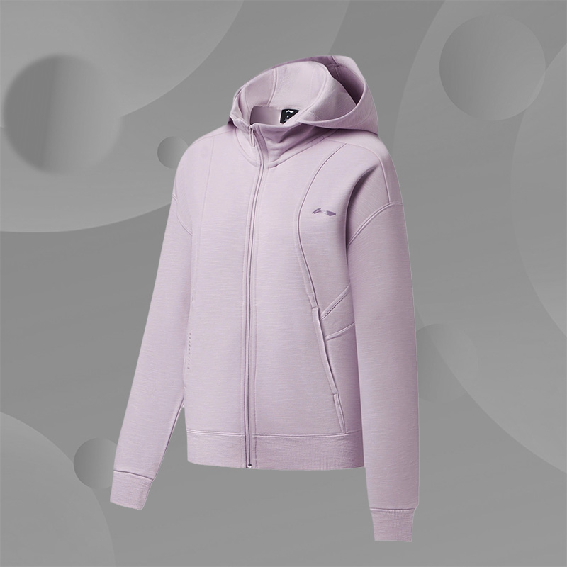 李宁新款正品加绒保暖女子宽松开衫连帽运动卫衣AWDSA66