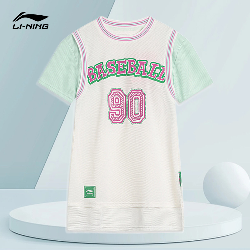 Lining/李宁正品夏季新款女小童运动潮流系列透气连衣裙YSKT034