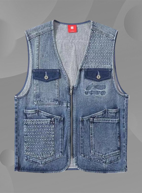 新品中国李宁秋冬潮流运动休闲男子水洗牛仔马甲AMDR041