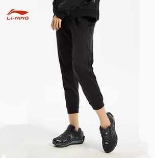 新款 AKLQ348 李宁松紧腰运动时尚 运动裤 女收口九分卫裤 正品