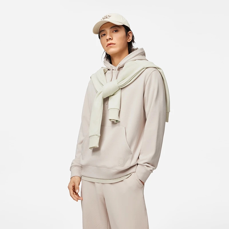 Lining/李宁正品新款男女同款休闲简约宽松套头连帽卫衣AWDU031