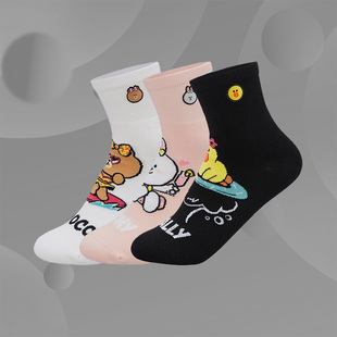 运动短袜女士LINE 李宁正品 FRIENDS联名舒适透气运动袜AWSR120