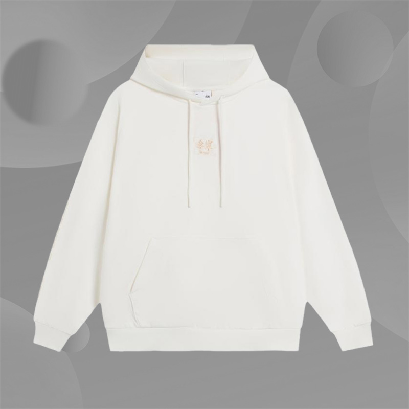 李宁正品新款男子刺绣运动时尚宽松套头连帽卫衣AWDS921