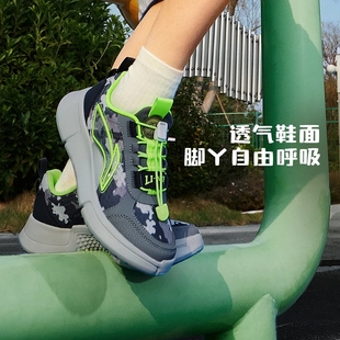 男童舒适轻便网面透气弹力扣休闲鞋 新款 YKCS192 李宁正品 Lining