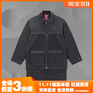 李宁正品 可拆卸长款 男子运动休闲时尚 新款 翻领棉服外套AFMR475