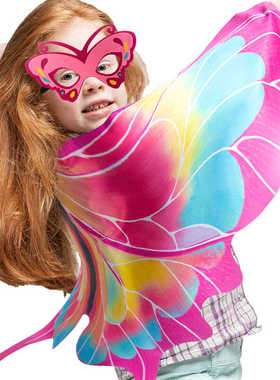 儿童小蝴蝶翅膀面具套装幼儿园跳舞表演舞蹈披肩道具粉色紫色蓝色