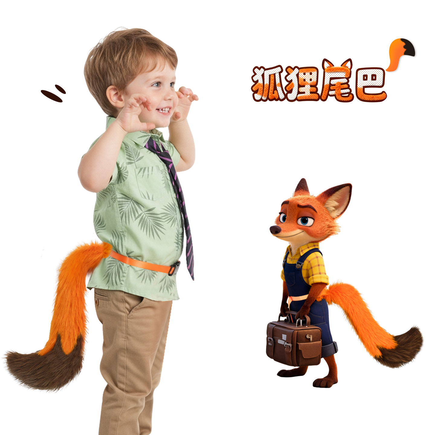 儿童狐狸尾巴毛绒动物装扮道具