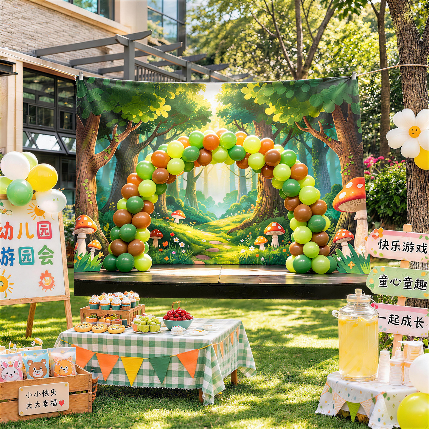 幼儿园森林主题活动装扮背景布