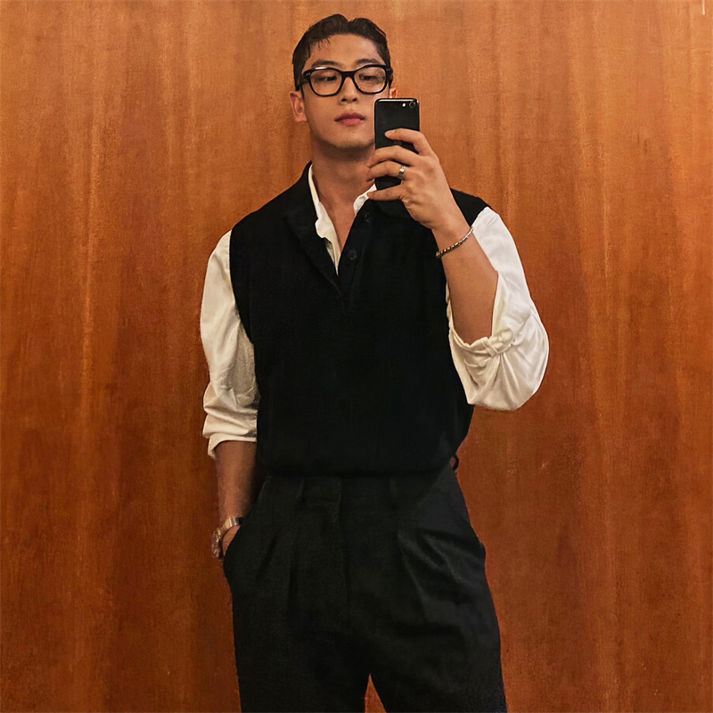 2025新款春秋POLO领毛衣背心男韩版复古轻熟风毛线衣休闲针织马甲