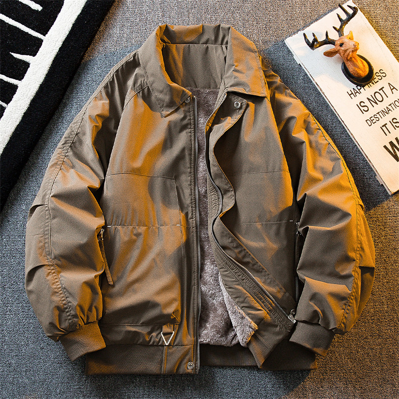 高端复古加厚加绒飞行员工装夹克2025秋冬款男士保暖百搭棉衣外套