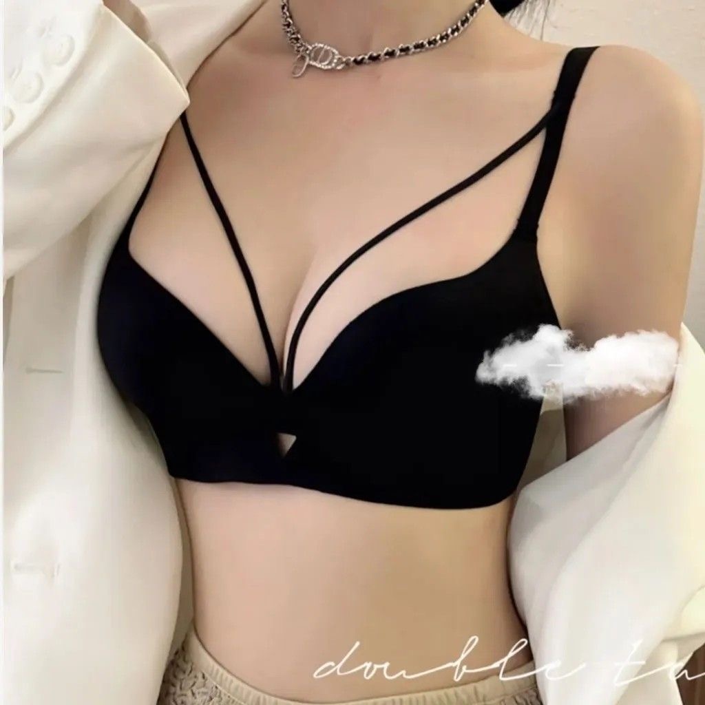 性感禁欲系内衣女纯欲豹纹小胸聚拢加厚显大防下垂魅惑勾人文胸罩