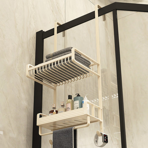 杰沙朗奶油风太空铝免打孔置物架