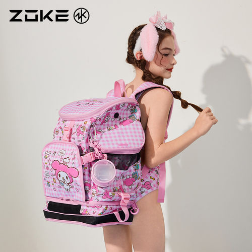 洲克游泳专用包儿童双肩包干湿分离zoke美乐蒂大容量女孩鞋仓泳包