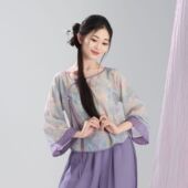 古典舞蹈服女飘逸新款 女团民族舞表演出服 印花身韵纱衣练功服中式