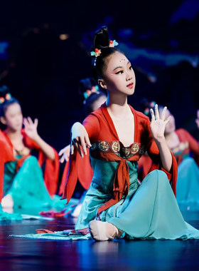 儿童古典舞蹈服飘逸女汉唐齐胸裙表演练功服少儿古风中国舞演出服