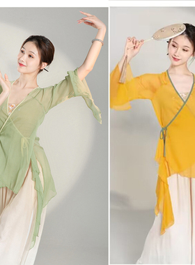 古典舞演出服女飘逸仙气国风舞蹈服套装身韵纱衣练功服艺考比赛服