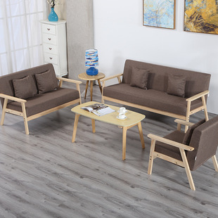 简易布艺沙发三人实木沙发组合北欧单人沙发椅简约现代双人小户型