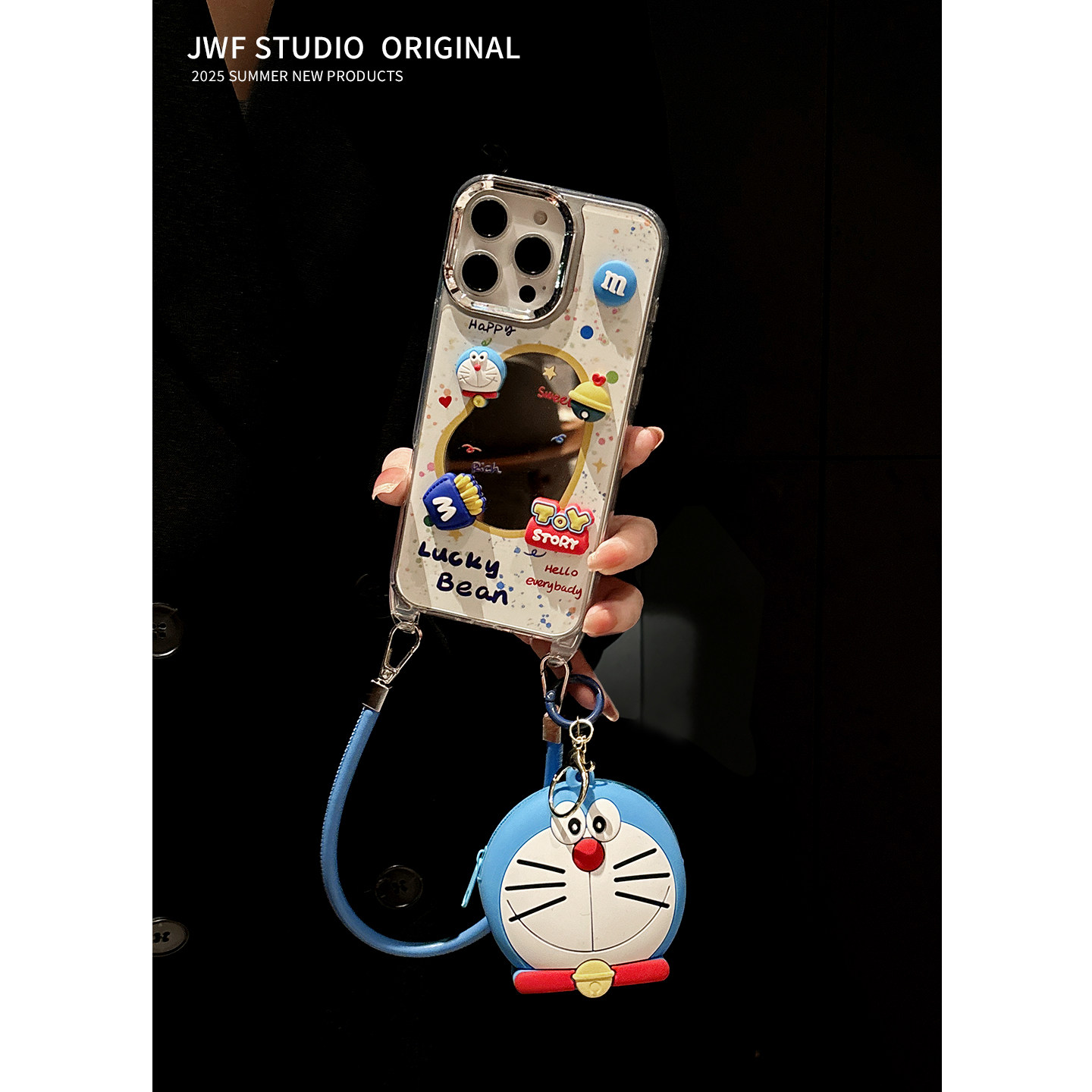 斜挎可背零钱包适用苹果16promax手机壳化妆镜iPhone1