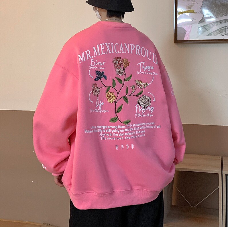 春季港风刺绣印花情侣学生圆领卫衣男VE010-P6078,男装卫衣,星座912-1（原星座914-5）