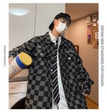 2025秋季新款港风刺绣格子牛仔夹克外套男JK540-P65，男装夹克，星座912-1（原星座914-5）
