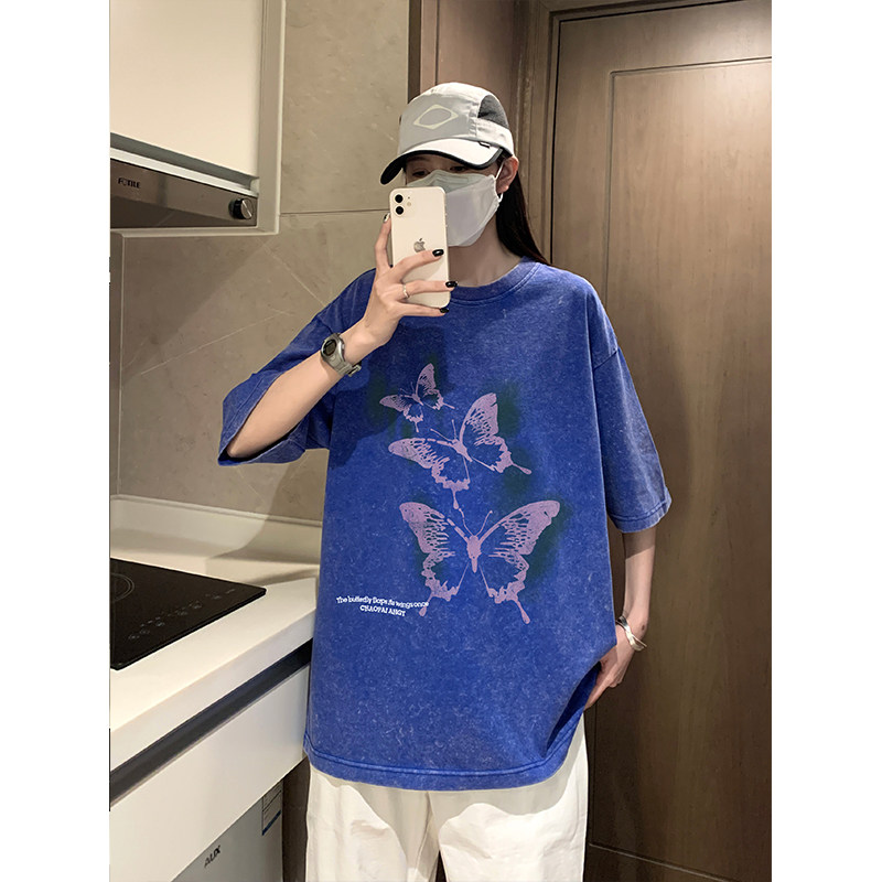 2025夏季学生宽松半袖纯棉短袖港风水洗男短袖XS006-P3558,男装T恤,星座912-1（原星座914-5）