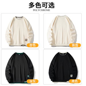 2025秋季新款港风白底平铺假两件纯色贴标圆领卫衣外套DL301-P48图片