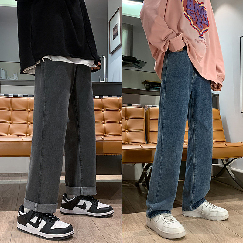 秋冬季新款港风宽松版型直筒拖地裤牛仔裤男K906-P3049,男装牛仔裤,星座912-1（原星座914-5）