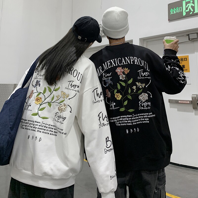 2025秋季港风玫瑰花刺绣印情侣卫衣外套男VE010-P6078,女装短外套,星座912-1（原星座914-5）