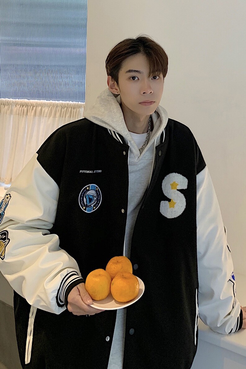 2025春季新款港风棒球服克莱因蓝情侣夹克外套男JK520-P85108,男装夹克,星座912-1（原星座914-5）