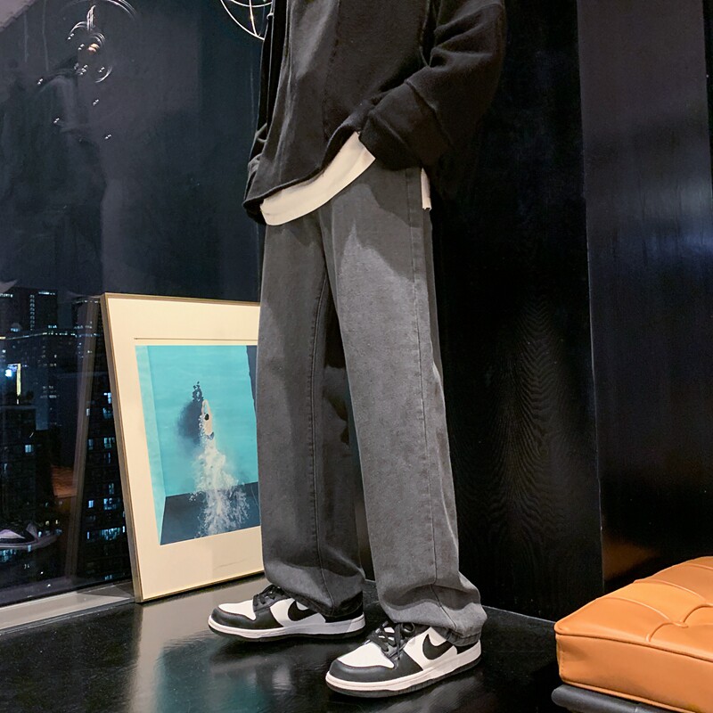 2025春季主推纯色牛仔裤港风拖地裤男K906-P3049,男装牛仔裤,星座912-1（原星座914-5）