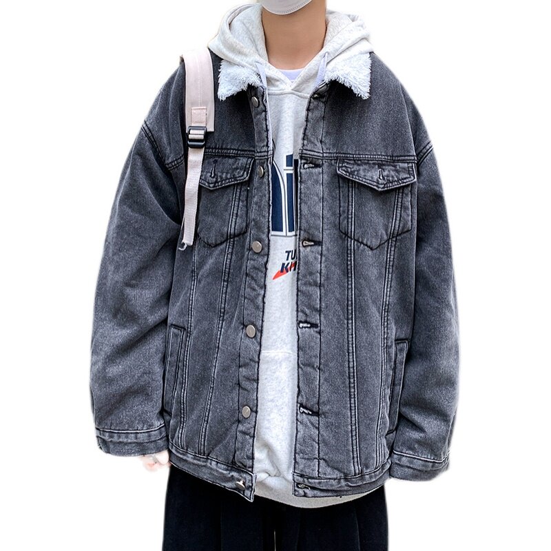 2025冬季新款印花羊羔毛外套牛仔衣男港风盐系JK804-P95128,男装工装外套,星座912-1（原星座914-5）