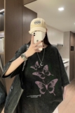 2025夏季女士学生t恤宽松短袖男港风水洗短袖男XS006-P3558，男装T恤，星座912-1（原星座914-5）