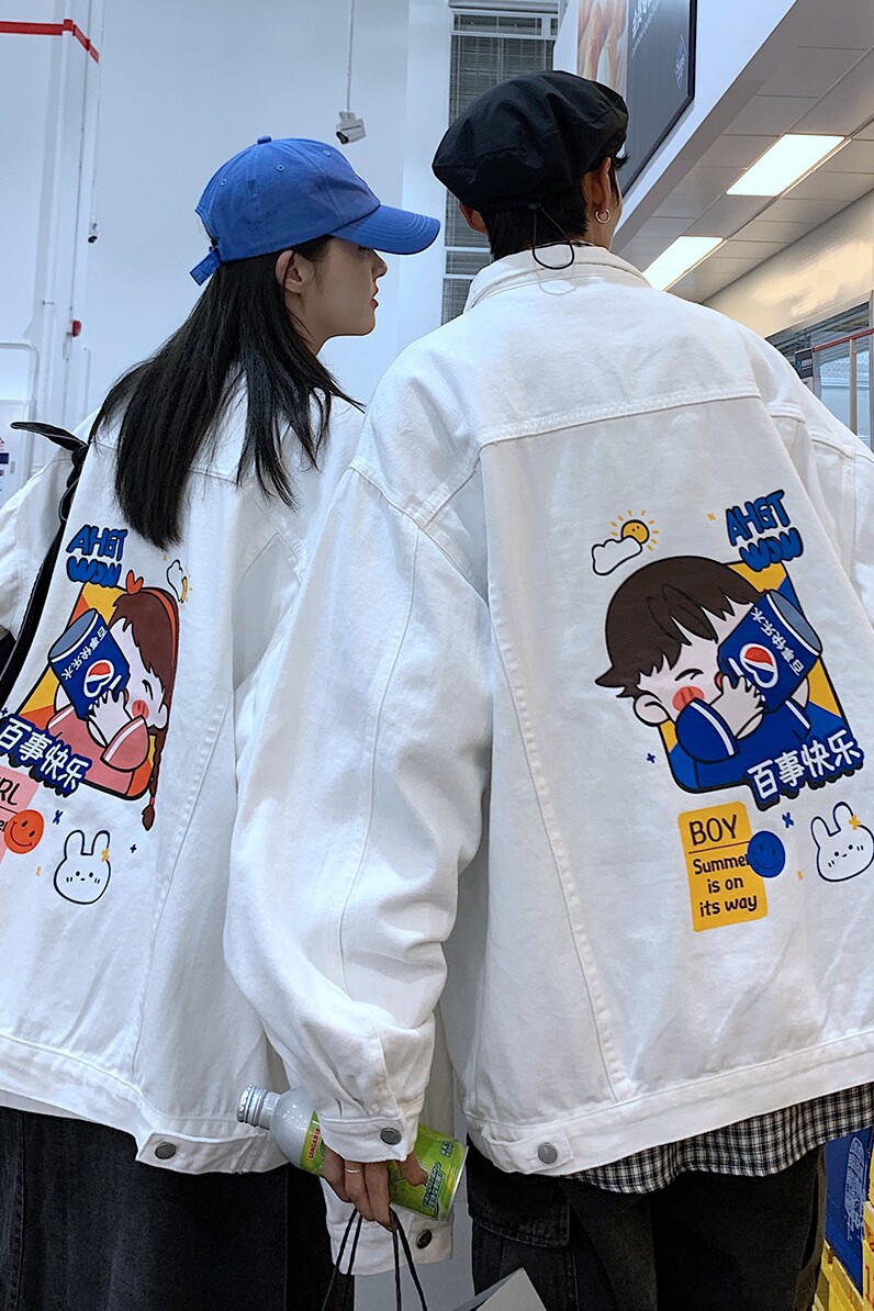 2025秋季港风新款大码情侣学生印花牛仔外套男JK545-P6588,男装工装外套,星座912-1（原星座914-5）