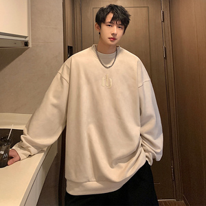 2025春季新款港风麂皮绒发泡印花套头卫衣男Y300-P40图片