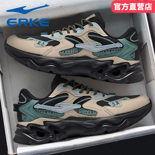 防水皮面青少年学生软底休闲老爹鞋 鸿星尔克运动鞋 新款 秋冬季 男鞋