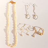 外贸饰品小众复古异形水滴珍珠项链波浪螺旋圆形耳环AB款 耳钉153