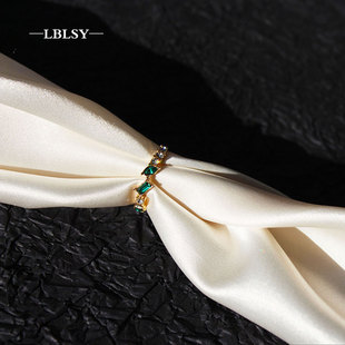 原单饰品小众复古祖母绿宝石戒指优雅珍珠开口指环玛瑙耳钉女106