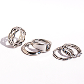 五组套装 塬单饰品小众波浪麻花纹素圈叠戴指环菱形网格戒指女V103