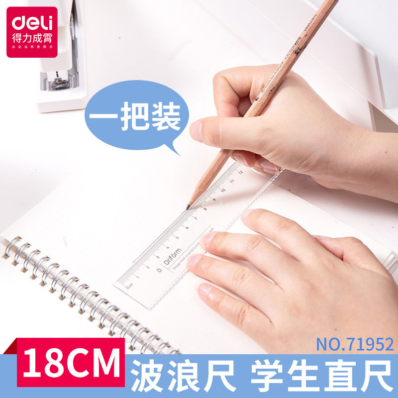 得力带波浪18/20/30/40cm厘米直尺  塑料透明尺子学生文具尺 绘图怎么样,好用不?