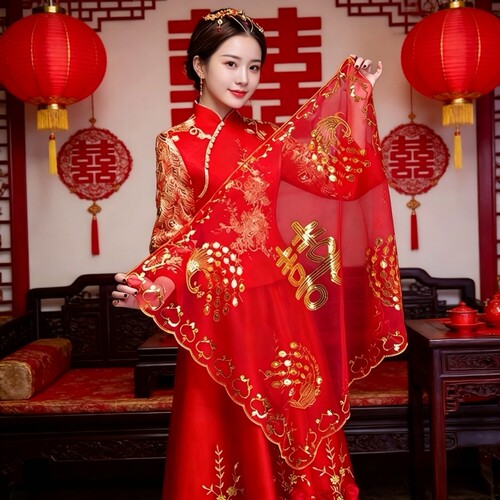 包邮传统中国风新娘婚庆用品盖头