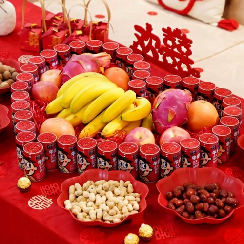 客厅茶几水果摆盘婚庆用品大全旺仔订婚布置爱心摆件模板婚房布置