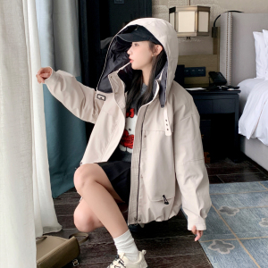 独特超好看粉色短款连帽工装派克羽绒服女冬2024新款90白鸭绒外套图片