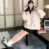 独特超好看粉色短款连帽工装派克羽绒服女冬2024新款90白鸭绒外套，女装羽绒服，浙宝213A