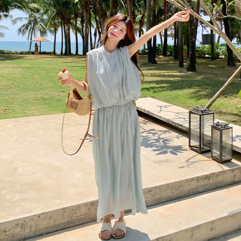 DARAROSE正品！流光溢彩超美浅绿色质感仙气松紧腰长款半身裙0415,女装套装/套裙,浙宝213A
