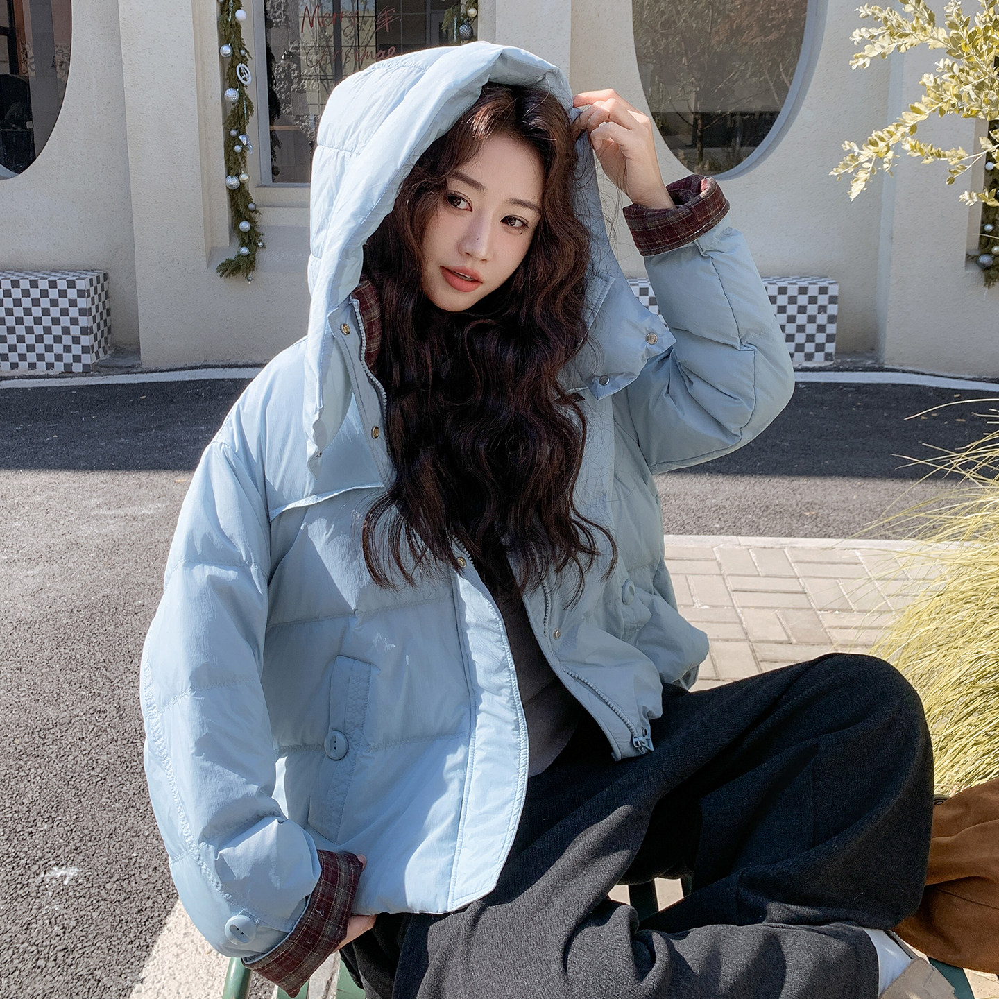 新现货！格子撞色羽绒服213A-2535-P270K368,女装羽绒服,浙宝213A