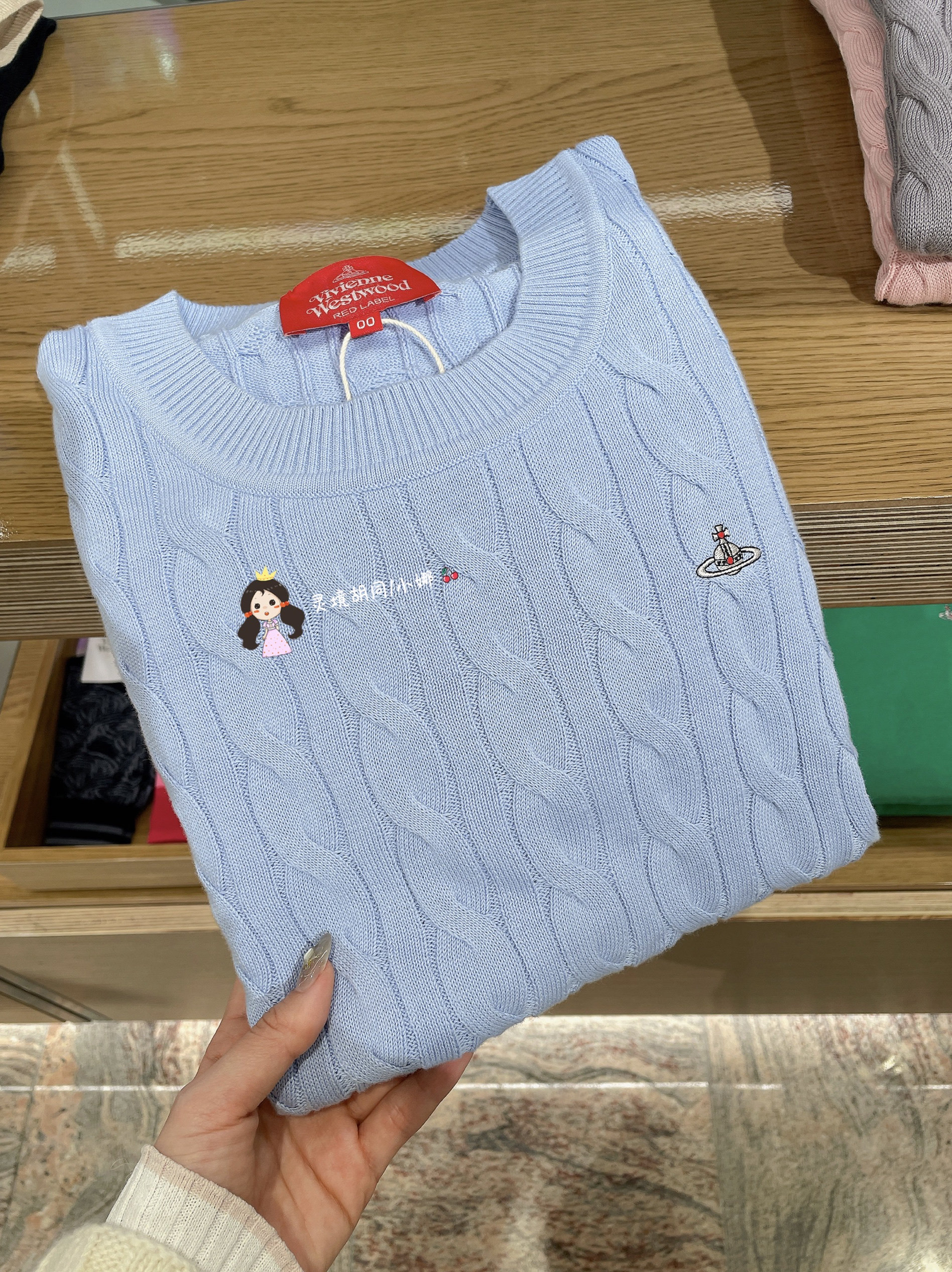 日本代购直邮 薇薇安土星西太后 麻花圆领毛衣针织衫 红标 小logo