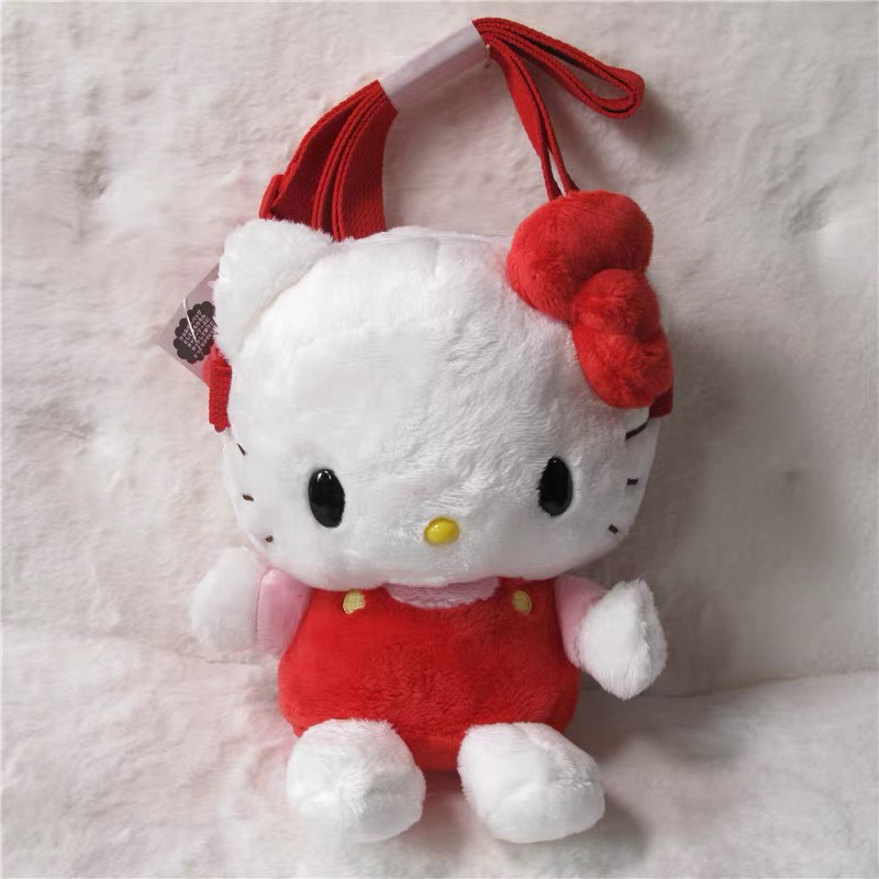 日本购新款hello kitty凯蒂猫毛绒公仔斜挎包腰包可爱礼物 现货